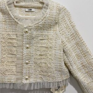 Cream Tweed Jacket with Ruffle Details